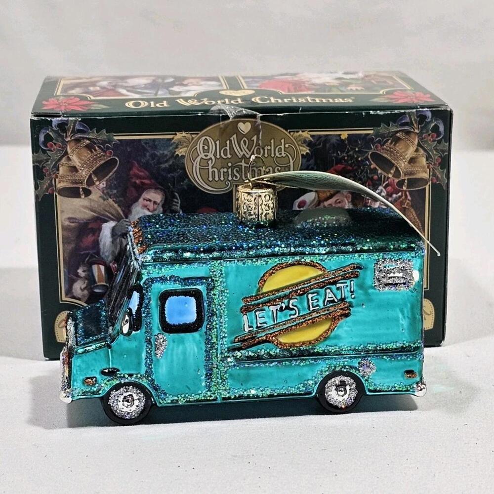 Old World Christmas FOOD TRUCK Glass Christmas Tree Ornament With Box